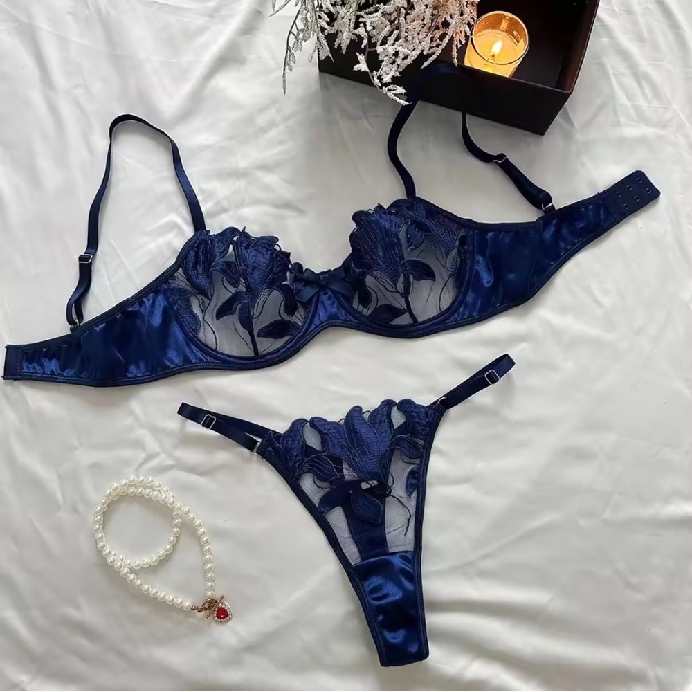 Lily Love Sapphire - Underwire Bra & Panty Set by SilkRose Lingerie